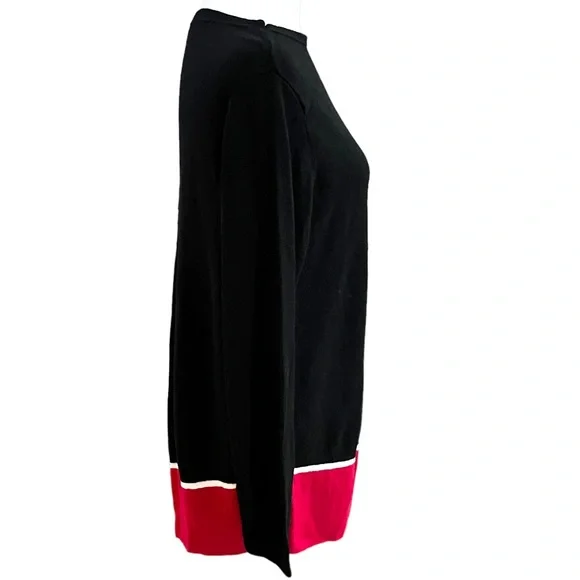 J. Jill Colorblock Asymmetrical Wool Sweater Black & Red With Pair of Earrings - Picture 5 of 8